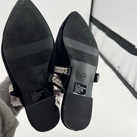 NEW Torrid Velvet Black and Silver Rhinestones Mules Pointed Toe Size 9 WW wide - Picture 3 of 7